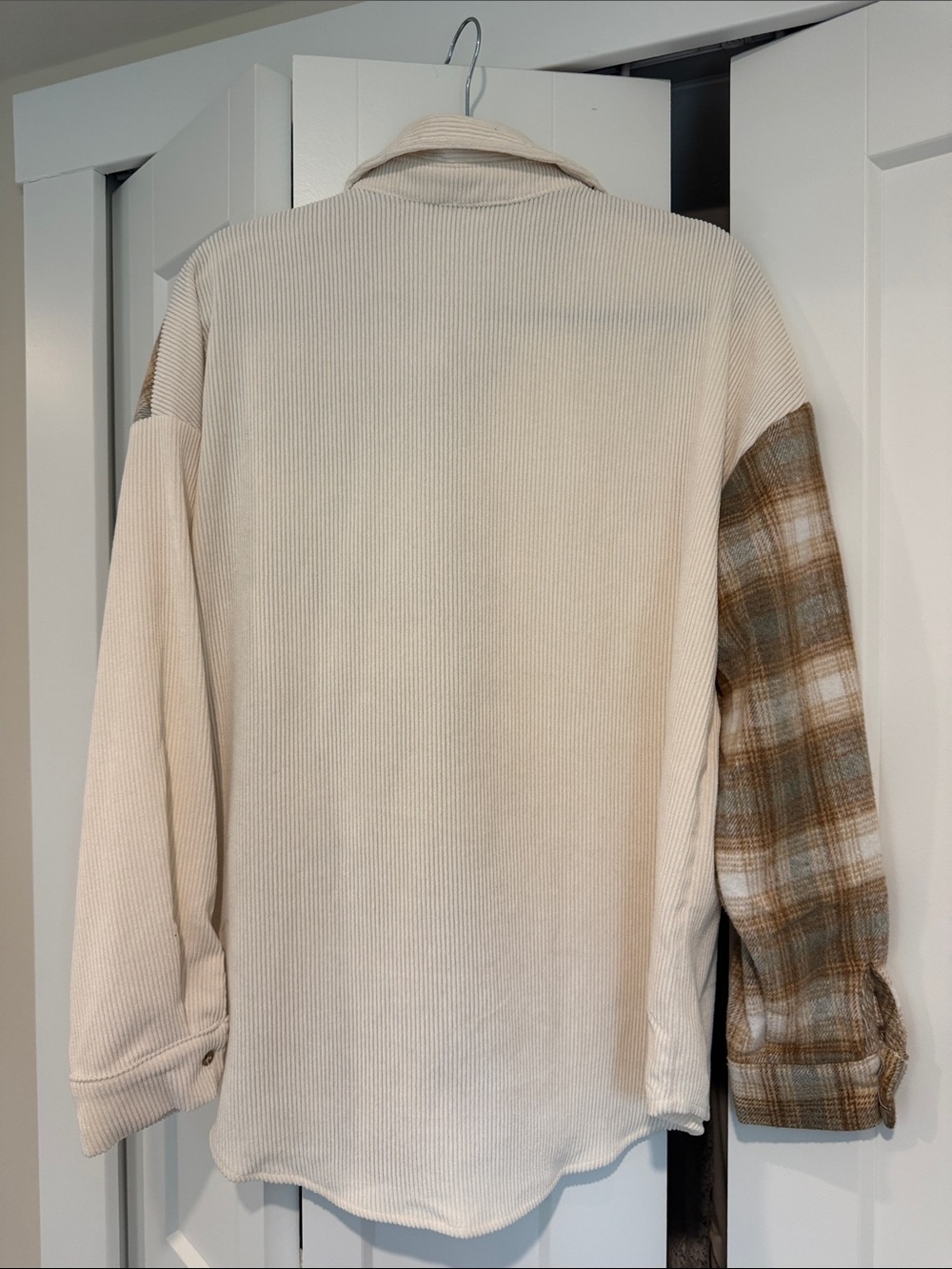Blu Pepper Patchwork Plaid Corduroy Button-Down Shirt - Picture 3 of 4
